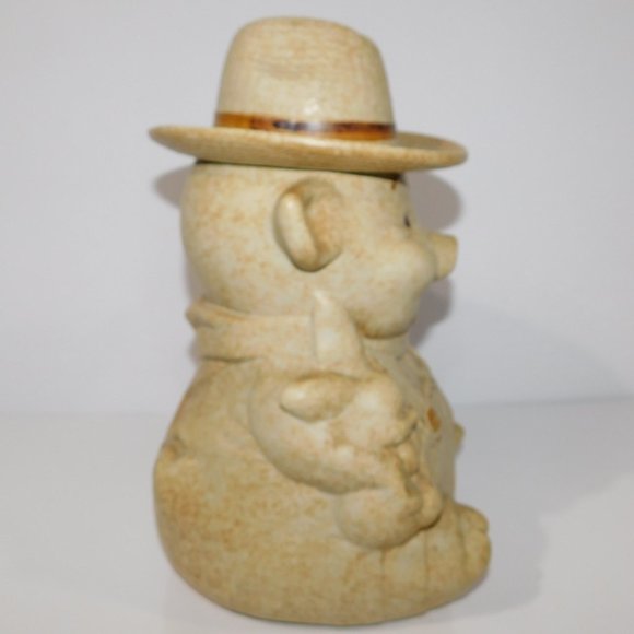 Vintage 60s Treasure Craft 12" Ceramic Farmer Pig Cookie Jar Tan Brown *READ - Picture 5 of 14